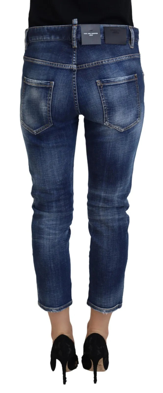 Dsquared² Mavi Pamuklu Orta Bel Kısa Kot Pantolon Cool Girl
